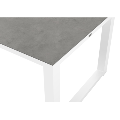 Livo tuinset in wit aluminium en grijs volkeramiek tafelblad met 8 Artena tuinstoelen