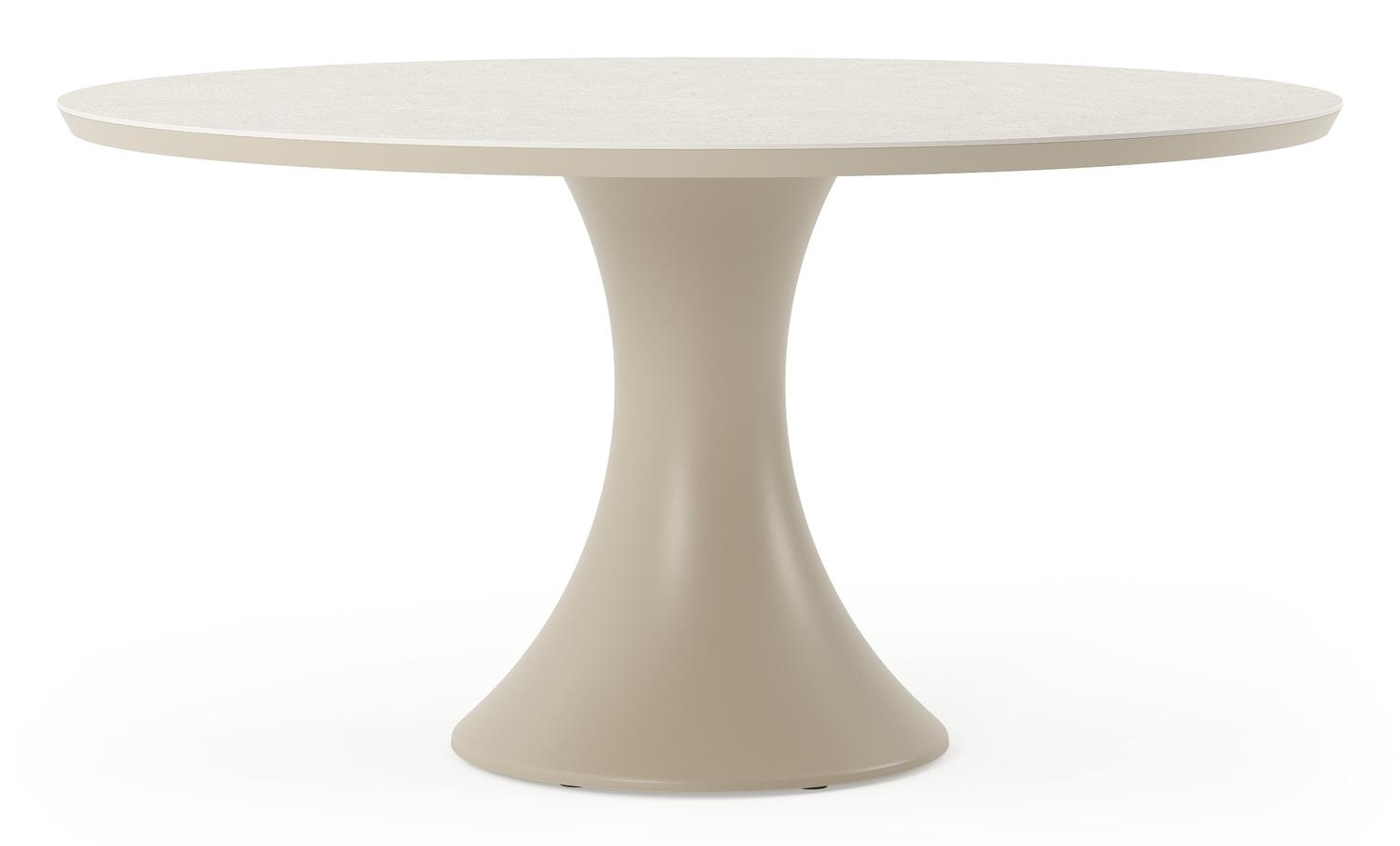 Table de jardin Fano ronde en aluminium beige et céramique pleine Shilin Diam. 148 x Haut. 75 cm