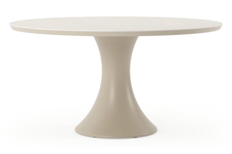 Fano tuintafel rond in beige aluminium en volkeramiek Shilin Dia. 148 x H 75 cm