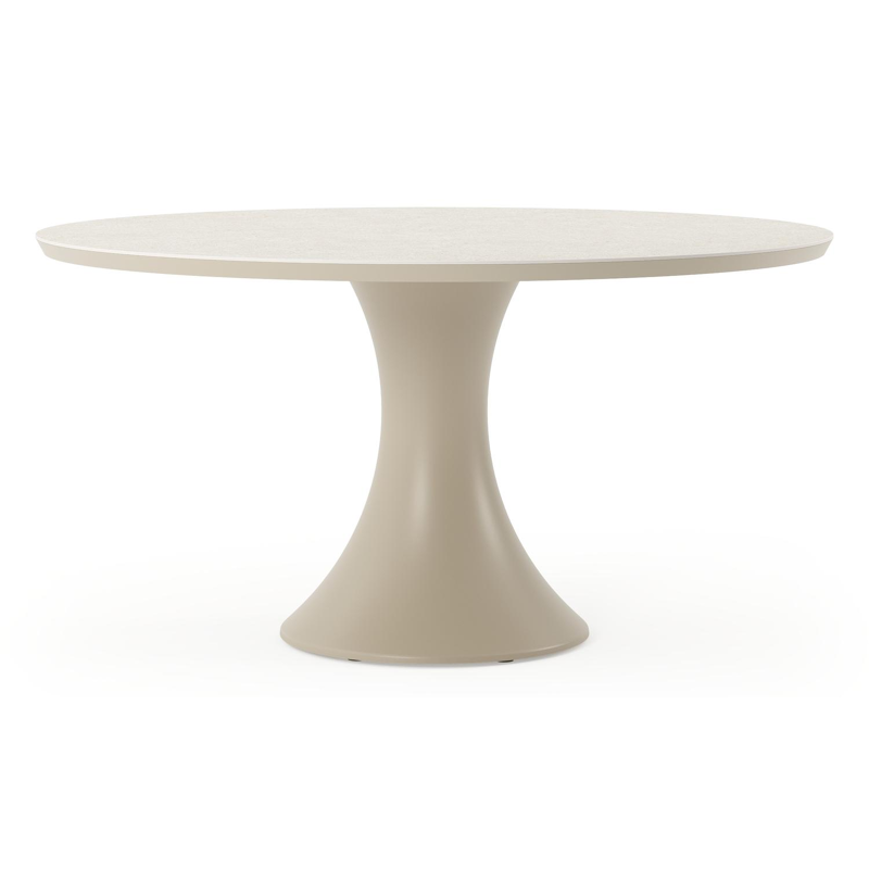 Fano tuintafel rond in beige aluminium en volkeramiek Shilin Dia. 148 x H 75 cm x H 75 cm