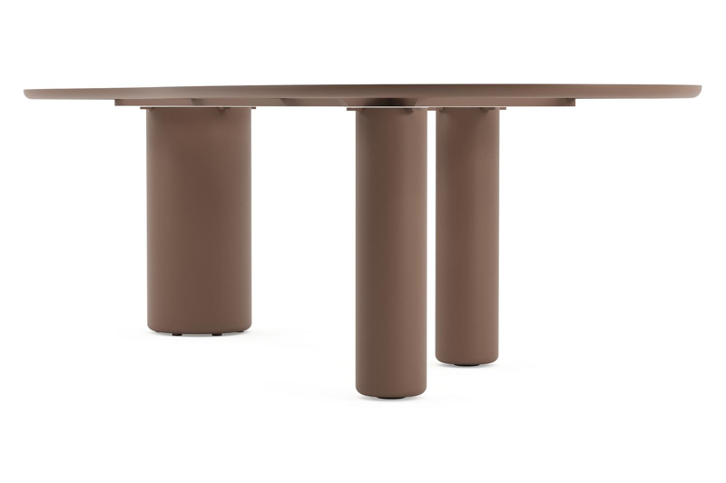 Amico tuintafel organisch in taupe aluminium en volkeramiek Travertino Bianco - L 280 x B 120 x H 73.5 cm