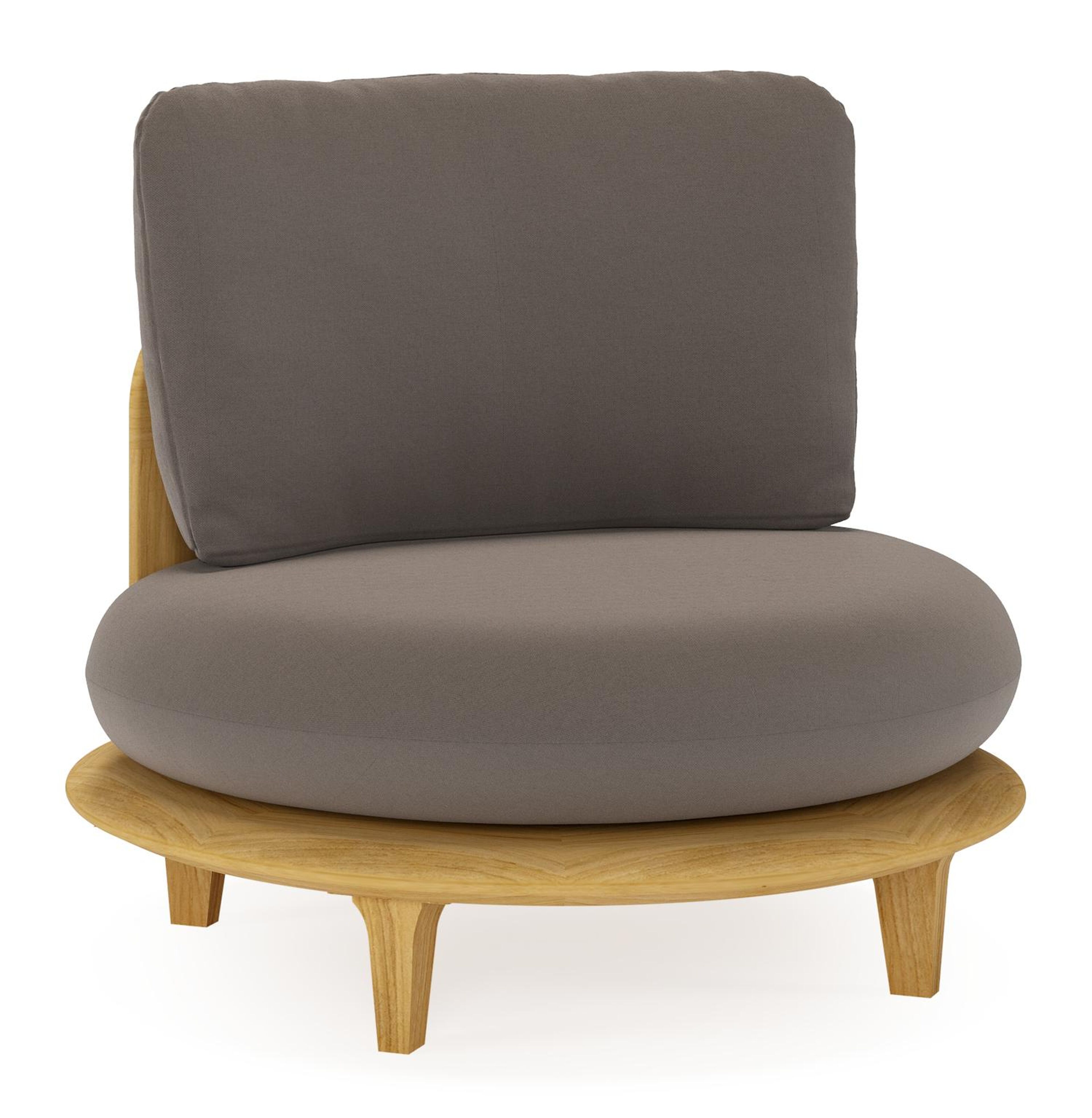 Bomero loungestoel in teak met natte nature grey all weather sunbrella® luxe kussen