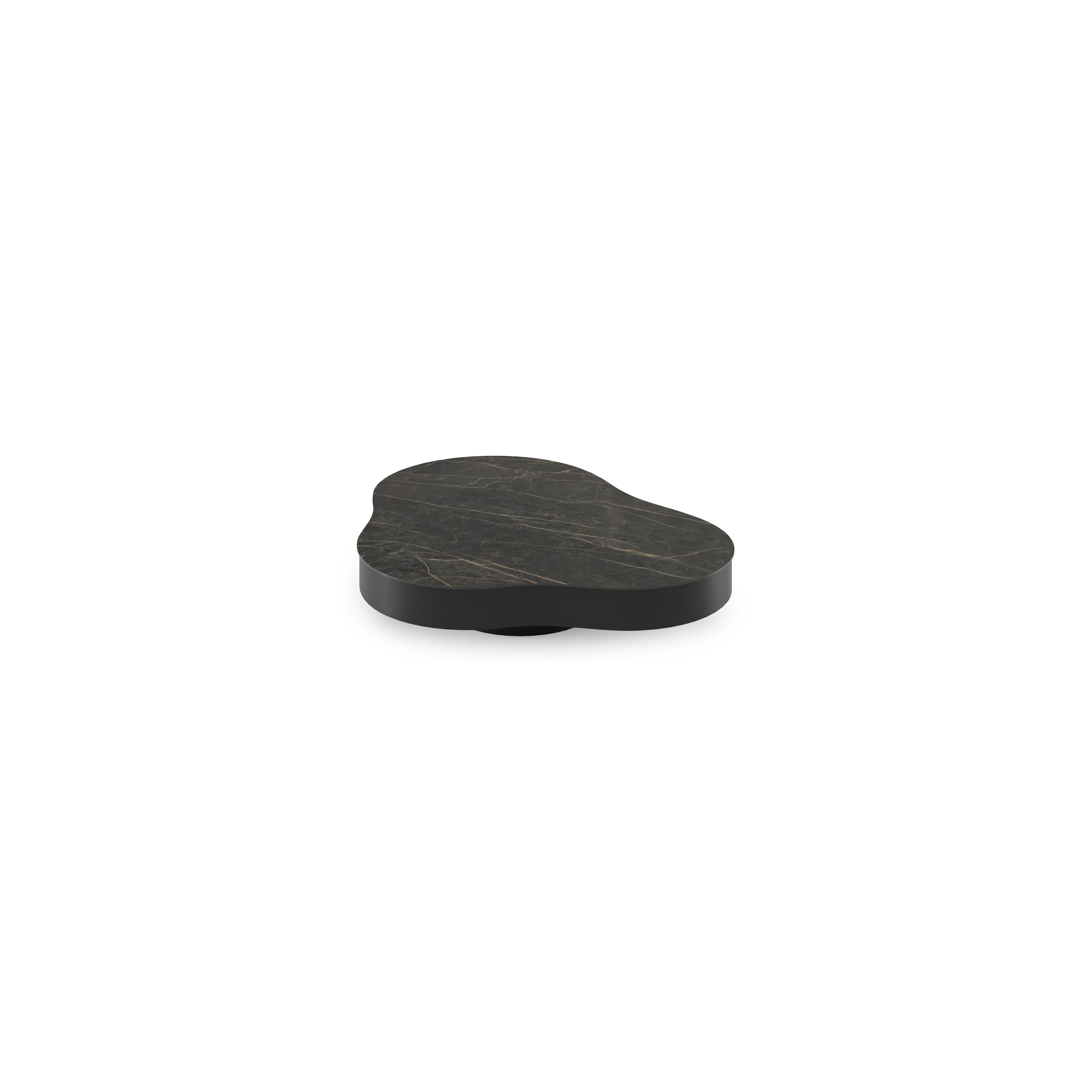 Table de basse Lomano cloud en aluminium noir et céramique pleine Black Obsession - Lg. 131 x Lrg. 108 x Haut. 25 cm