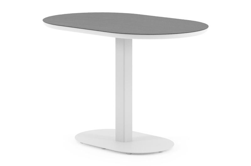 Teramo tuintafel bombo in wit aluminium en volkeramiek Basalt Black - L 110 x B 70 x H 73.7 cm