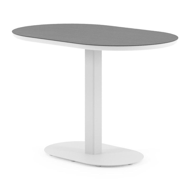 Table de jardin Teramo inclinable bombo en aluminium blanc et céramique pleine Basalt Black - Lg. 110 x Lrg. 70 x Haut. 73.7 cm