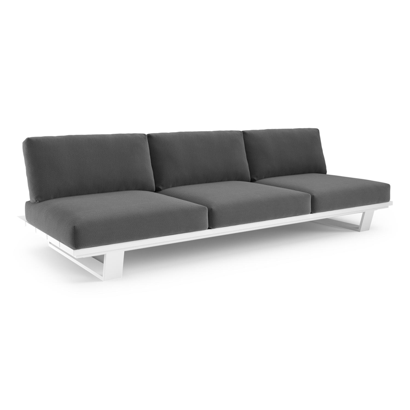 Pagino loungebank in wit aluminium met lopi shadow all weather sunbrella® luxe kussen