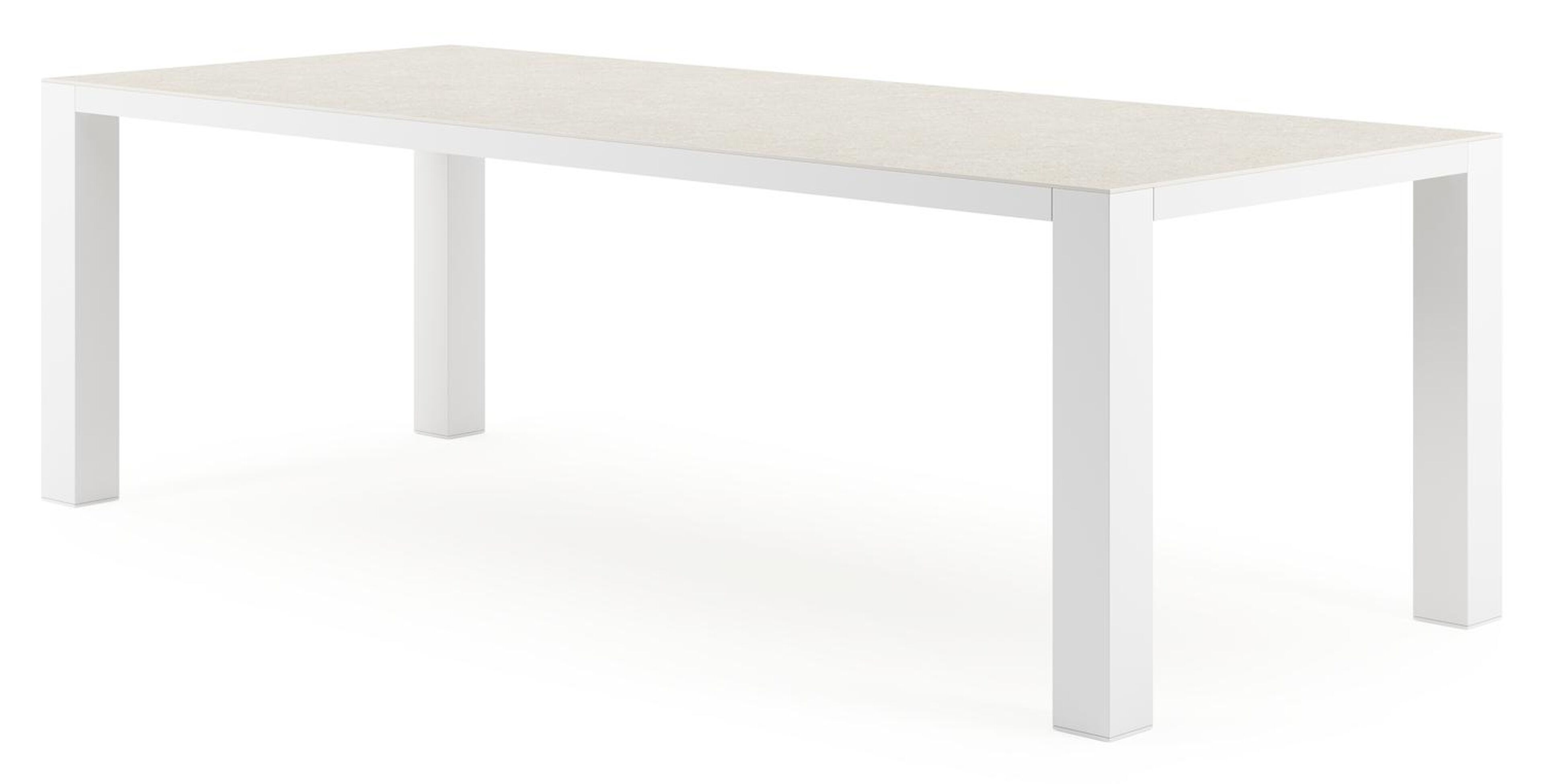 Nano tuintafel rechthoekig in wit aluminium en volkeramiek shilin - L 240 x B 100 x H 75 cm