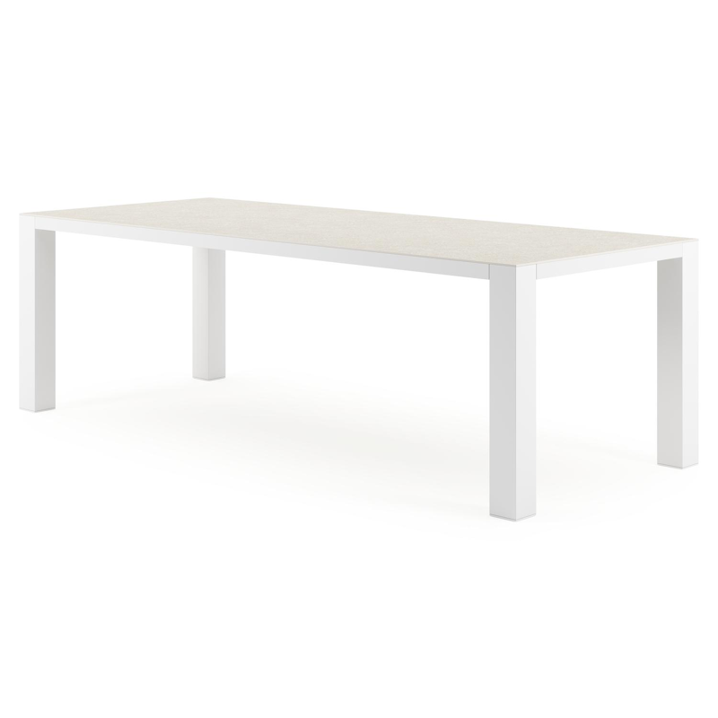 Nano tuintafel in wit aluminium en volkeramiek shilin - L 240 x B 100 x H 75 cm