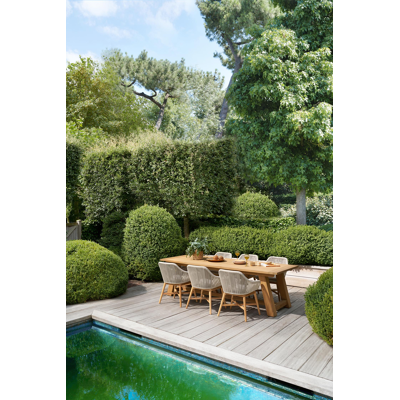 Borgo tuinstoel in teak en naturel verticaal geweven ronde rope 