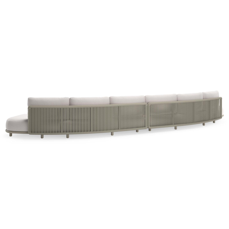 Lomano loungebank in beige aluminium en beige verticaal geweven luxe vlakke rope met Ego Eggshell all weather solica