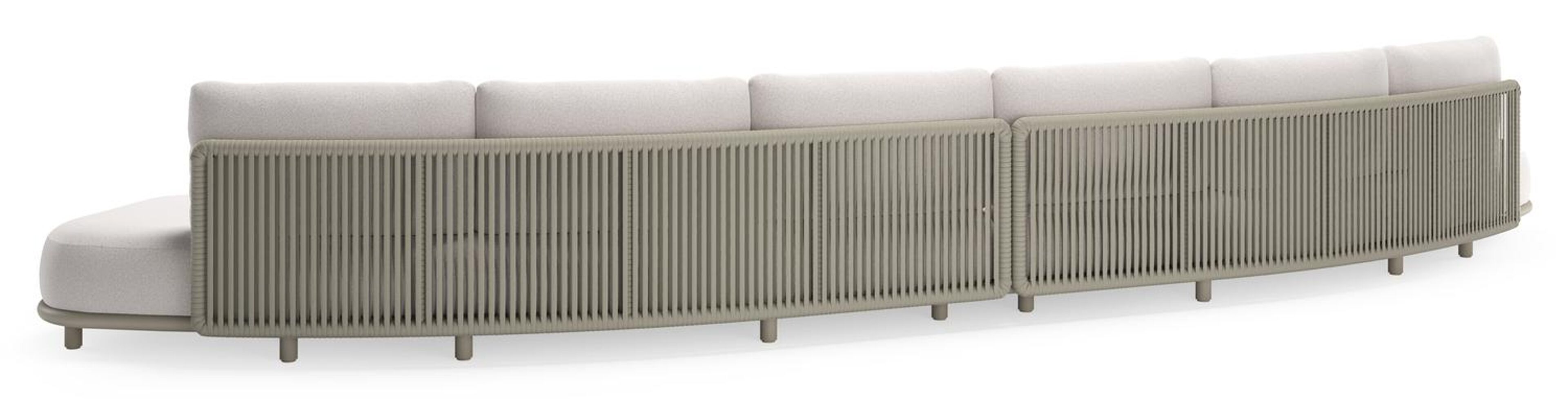 Lomano loungebank in beige aluminium en beige verticaal geweven luxe vlakke rope met Ego Eggshell all weather solica
