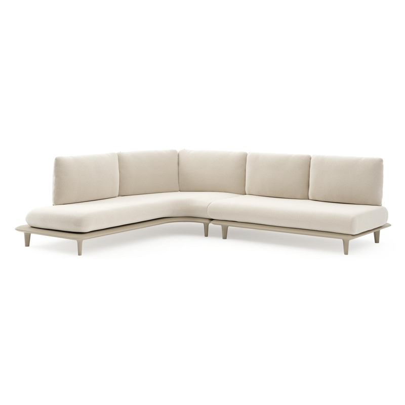 Bomero loungehoek in beige aluminium met althea off white all weather cosytica kussen