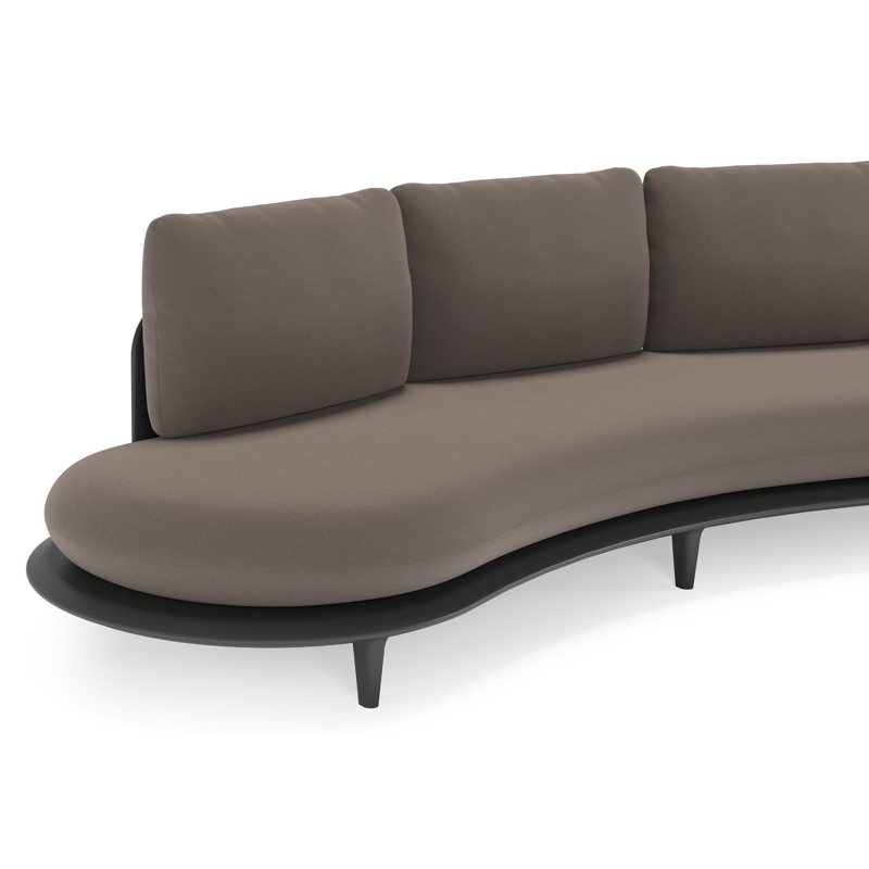 Bomero loungebank in zwart aluminium met natte nature grey all weather sunbrella® luxe kussen