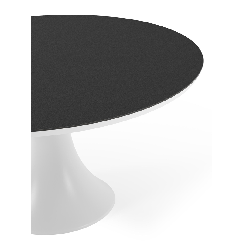 Table de jardin Fano ronde en aluminium blanc et céramique pleine Nero Black - Diam. 148 x Haut. 75 cm