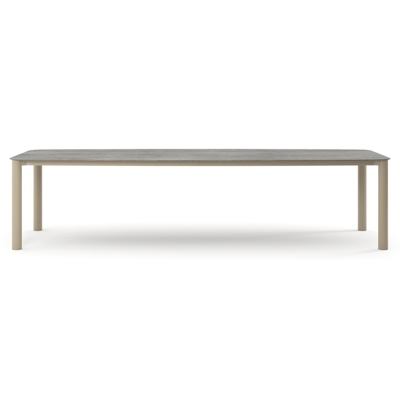 Orso tuintafel bootvorm in beige aluminium en volkeramiek Aspen Grey - L 315 x B 115 x H 74.5 cm