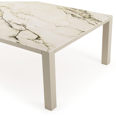 Nano XL tuintafel rechthoekig in beige aluminium en volkeramiek Colorado Dunes L 240 x B 148 x H 75 cm x H 75 cm