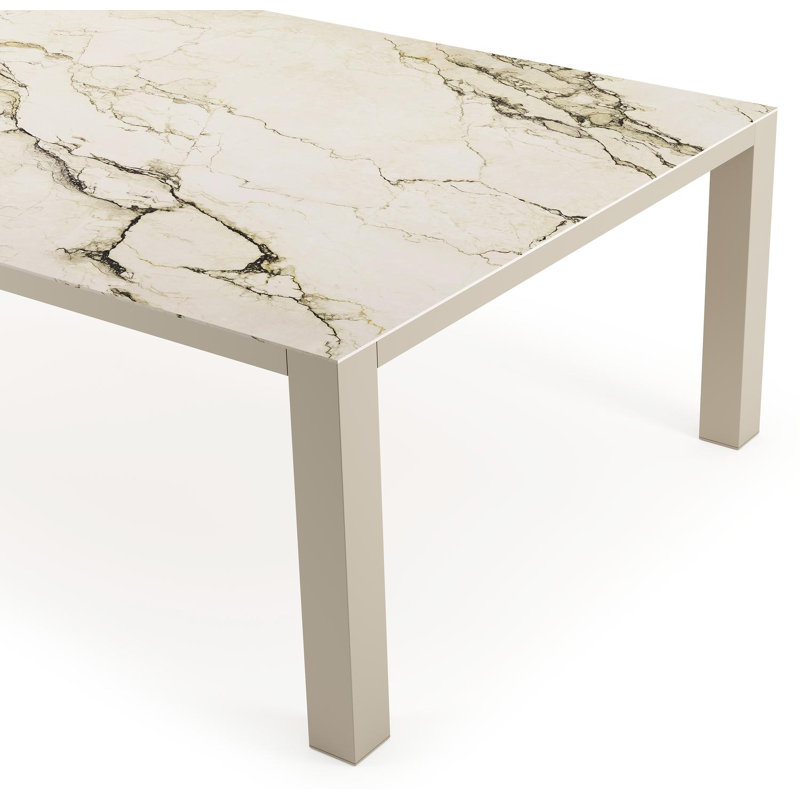 Nano XL tuintafel rechthoekig in beige aluminium en volkeramiek Colorado Dunes L 240 x B 148 x H 75 cm