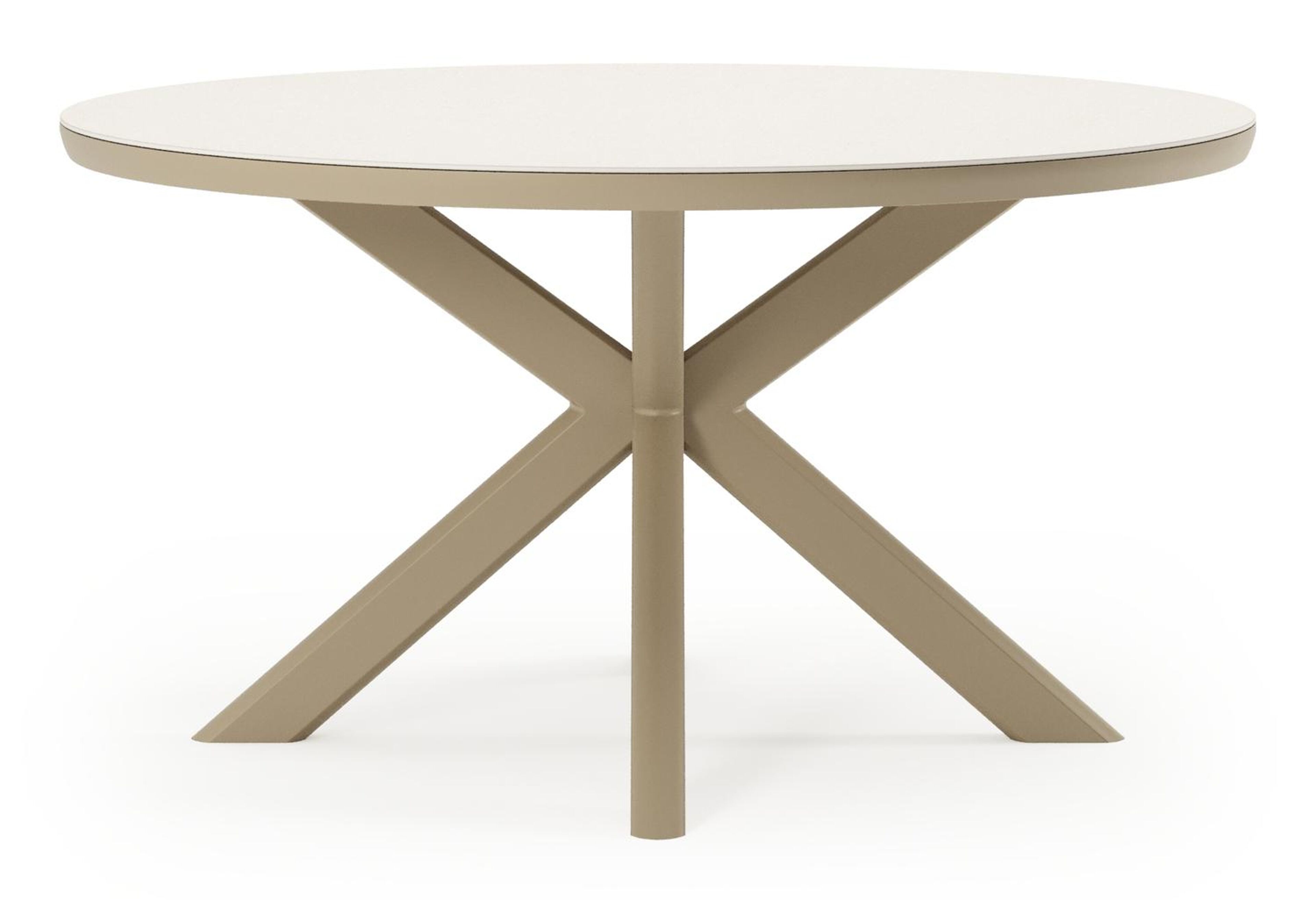 Pamplona tuinset in beige aluminium en crema minerale sintered stone met 6 Gerona tuinstoelen