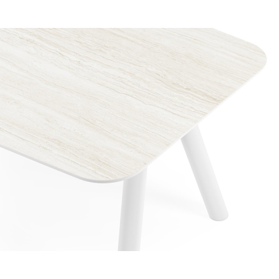 Orso tuintafel bootvorm in wit aluminium en volkeramiek calista - L 315 x B 115 x H 73.5 cm