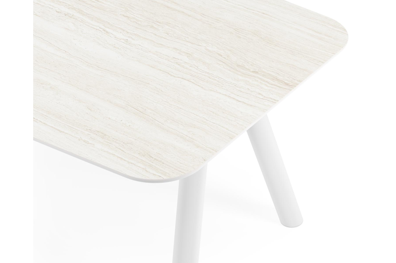 Orso tuintafel bootvorm in wit aluminium en volkeramiek calista - L 315 x B 115 x H 73.5 cm