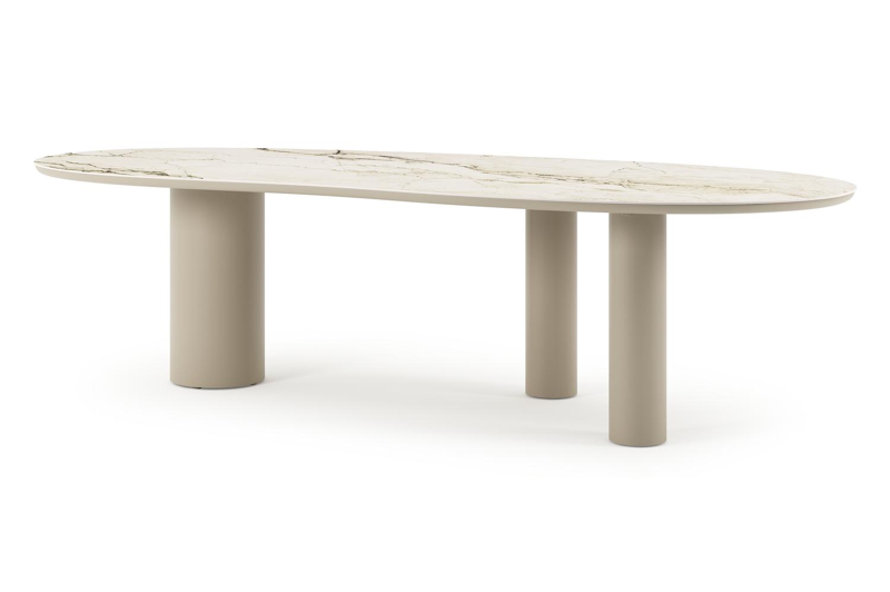 Organo tuintafel organisch in beige aluminium en volkeramiek Colorado Dunes L 280 x B 120 x H 74 cm x H 74 cm