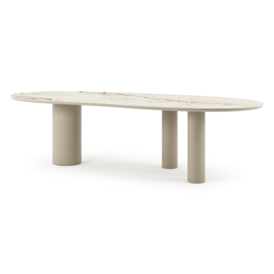 Organo tuintafel organisch in beige aluminium en volkeramiek Colorado Dunes L 280 x B 120 x H 74 cm x H 74 cm