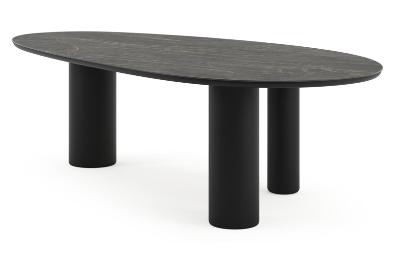 Amico tuintafel mango in zwart aluminium en volkeramiek Black Obsession - L 260 x B 130 x H 73.5 cm