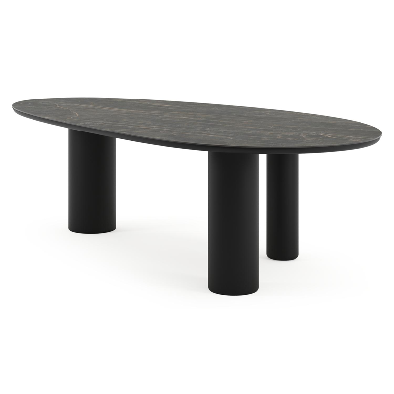 Amico tuintafel mango in zwart aluminium en volkeramiek Black Obsession - L 260 x B 130 x H 73.5 cm