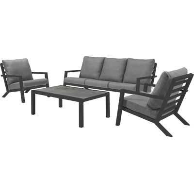Alcudia loungeset in grijs aluminium met grijs polyester kussens