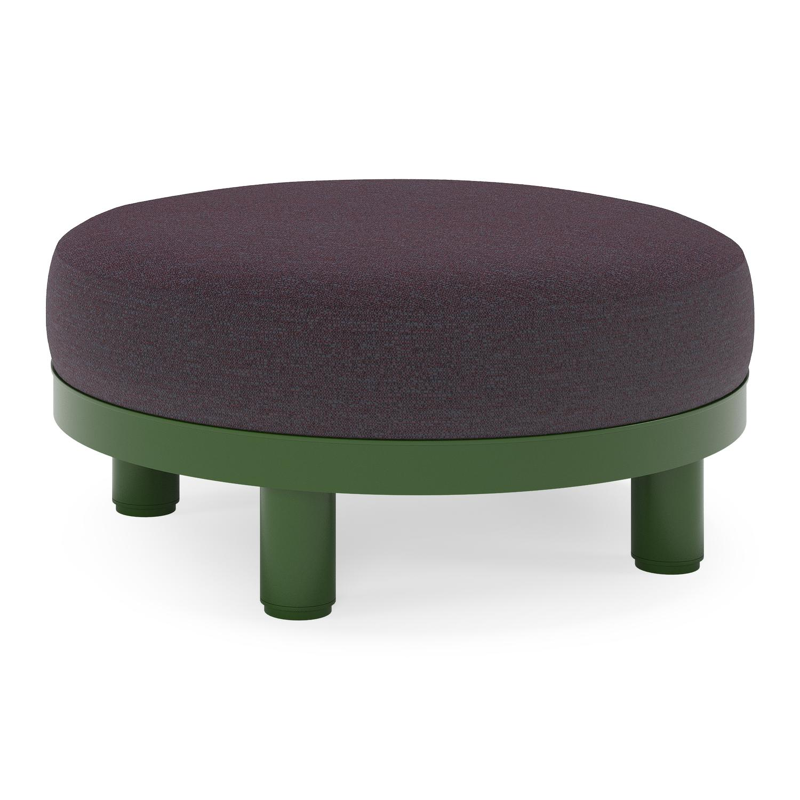 Donato lounge poef in groen aluminium met all weather sunbrella® luxe Tundra Red kussen