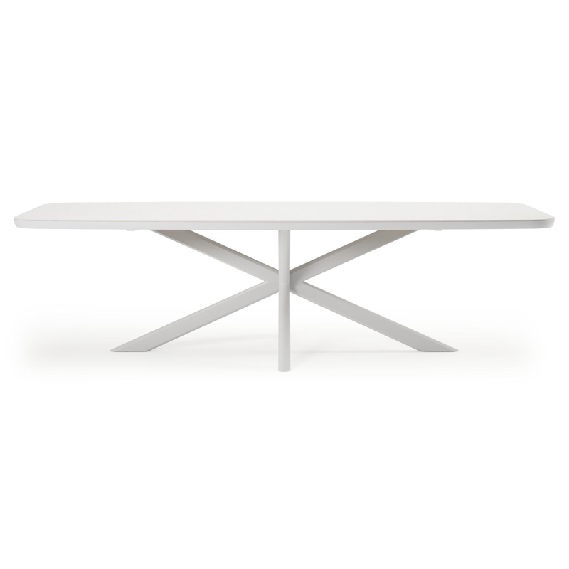Pamplona tuintafel bootvorm in wit aluminium en sintered stone Topo minerale - L 270 x B 115 x H 72 cm
