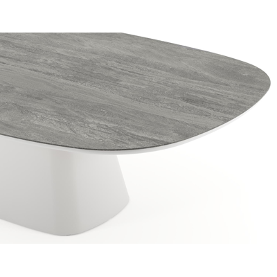 Amico tuintafel bombo xl in wit aluminium en volkeramiek Aspen Grey - L 270 x B 148 x H 73.5 cm