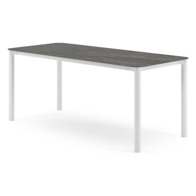 Orso tuintafel rechthoekig afgerond in wit aluminium en volkeramiek Black Obsession - L 200 x B 80 x H 74.5 cm