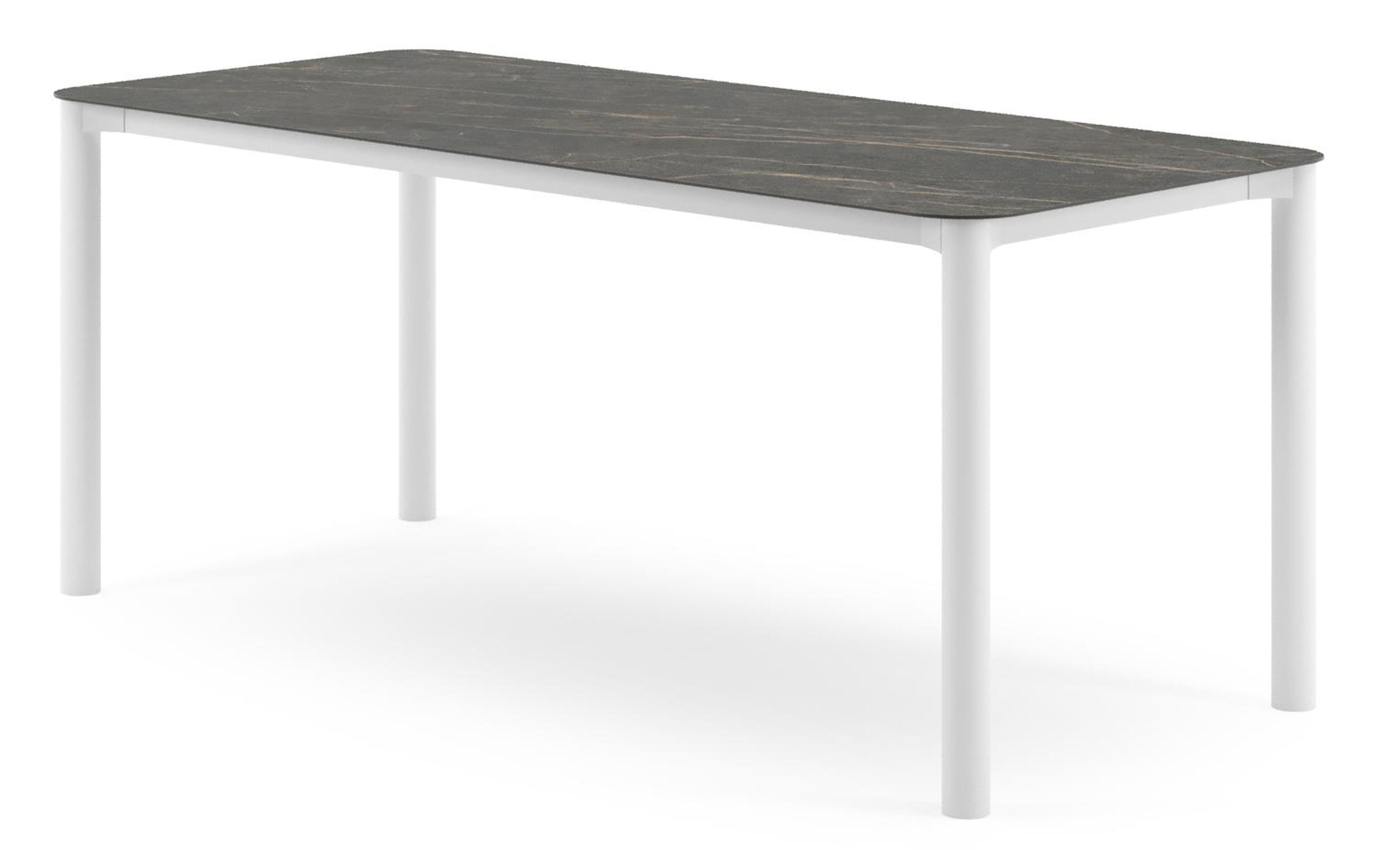 Orso tuintafel rechthoekig afgerond in wit aluminium en volkeramiek Black Obsession - L 200 x B 80 x H 75 cm