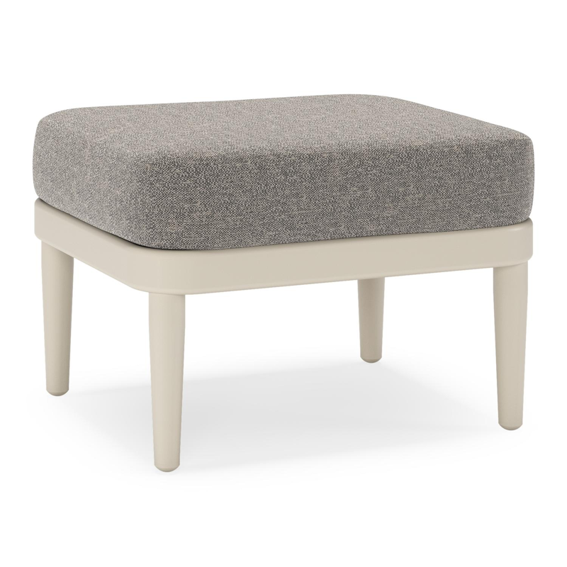 Pouf Orso en aluminium beige et coussins en all weather sunbrella® luxe Chartres Drizzle