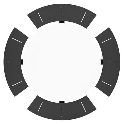 Rondino picknicktafel rond in zwart aluminium en volkeramiek Arctic White - Dia. 148 x H 71.5 cm