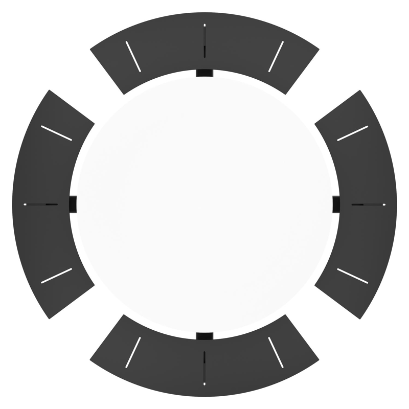 Rondino picknicktafel rond in zwart aluminium en volkeramiek Arctic White - Dia. 148 x H 71.5 cm