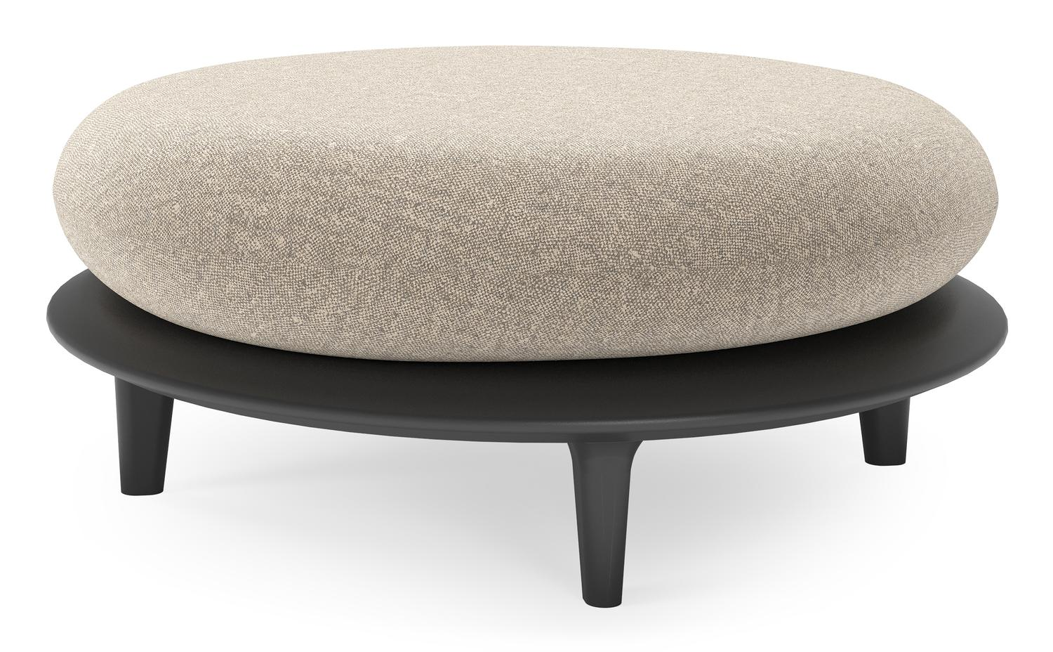 Bomero poef in zwart aluminium met chartres pewter all weather sunbrella® luxe kussen