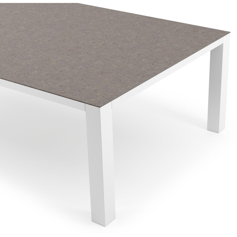 Table de jardin Nano XL rectangulaire en aluminium blanc et céramique pleine Wulong - Lg. 240 x Lrg. 148 x Haut. 75 cm