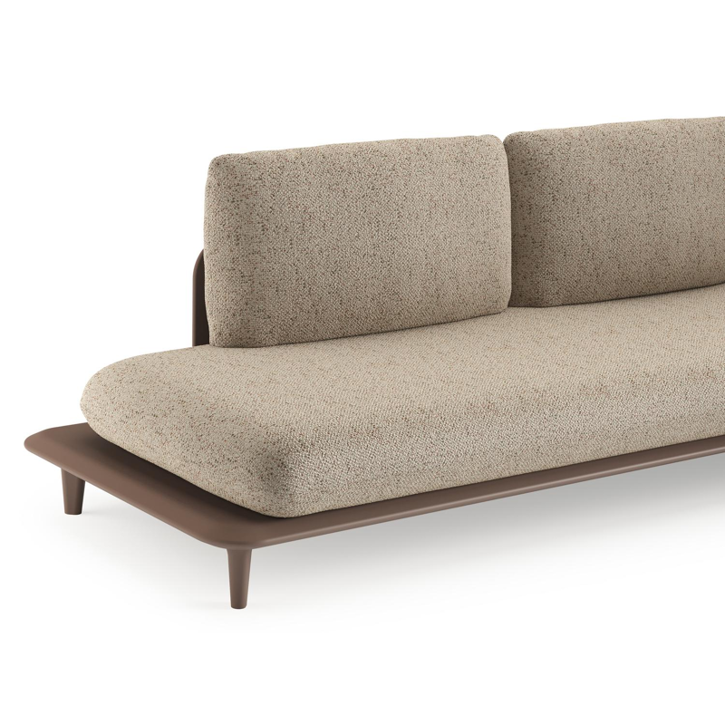 Bomero loungehoek in taupe aluminium met bora jungle all weather cosytica kussen