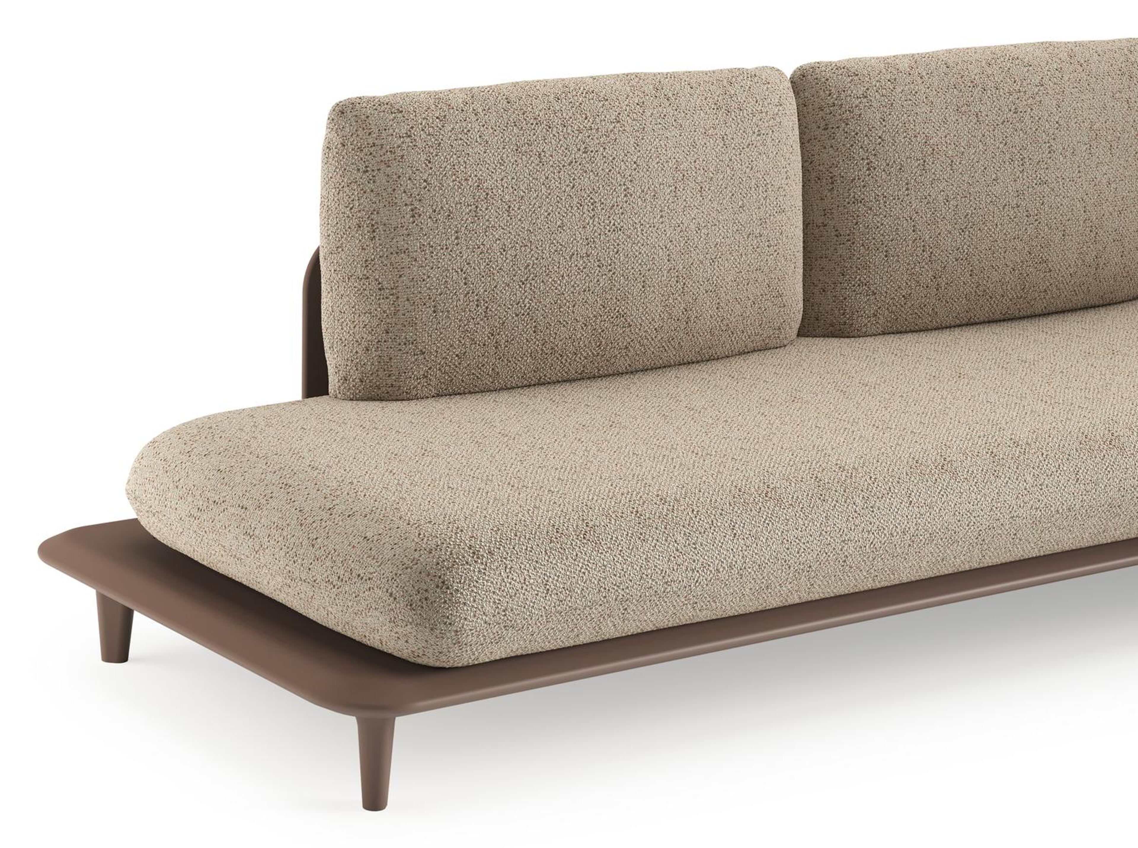 Salon de jardin d'angle Bomero en aluminium taupe et coussins en all weather cosytica bora jungle