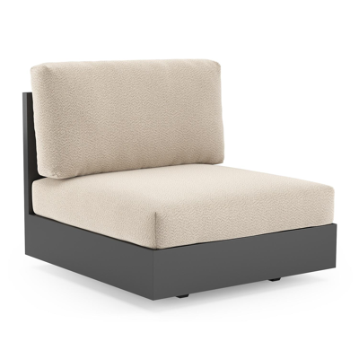 Fauteuil de jardin Como en aluminium noir et coussins en all weather sunbrella® luxe lopi sand
