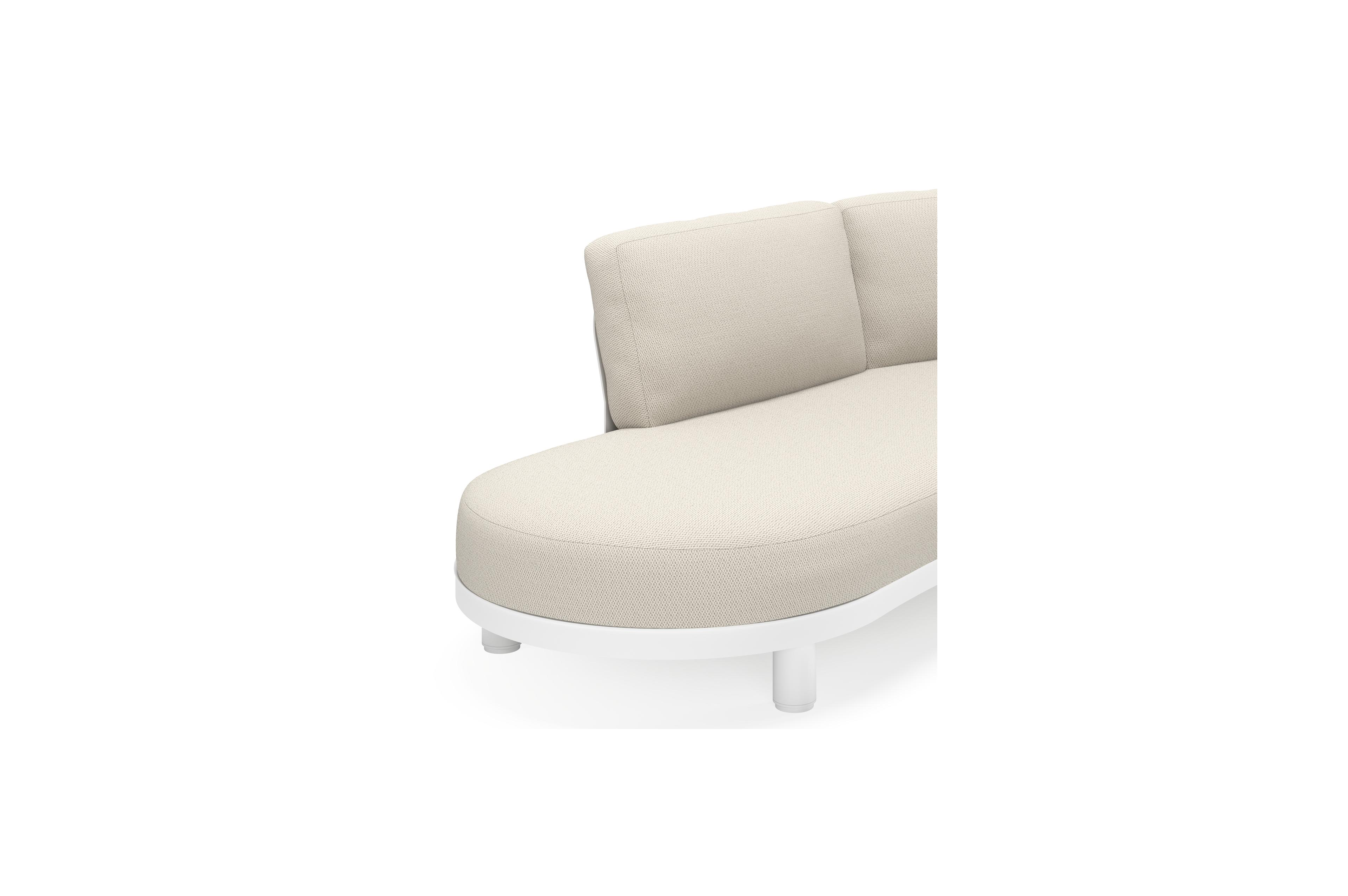 Donato loungehoek in wit aluminium met chartres grey all weather sunbrella® luxe kussens