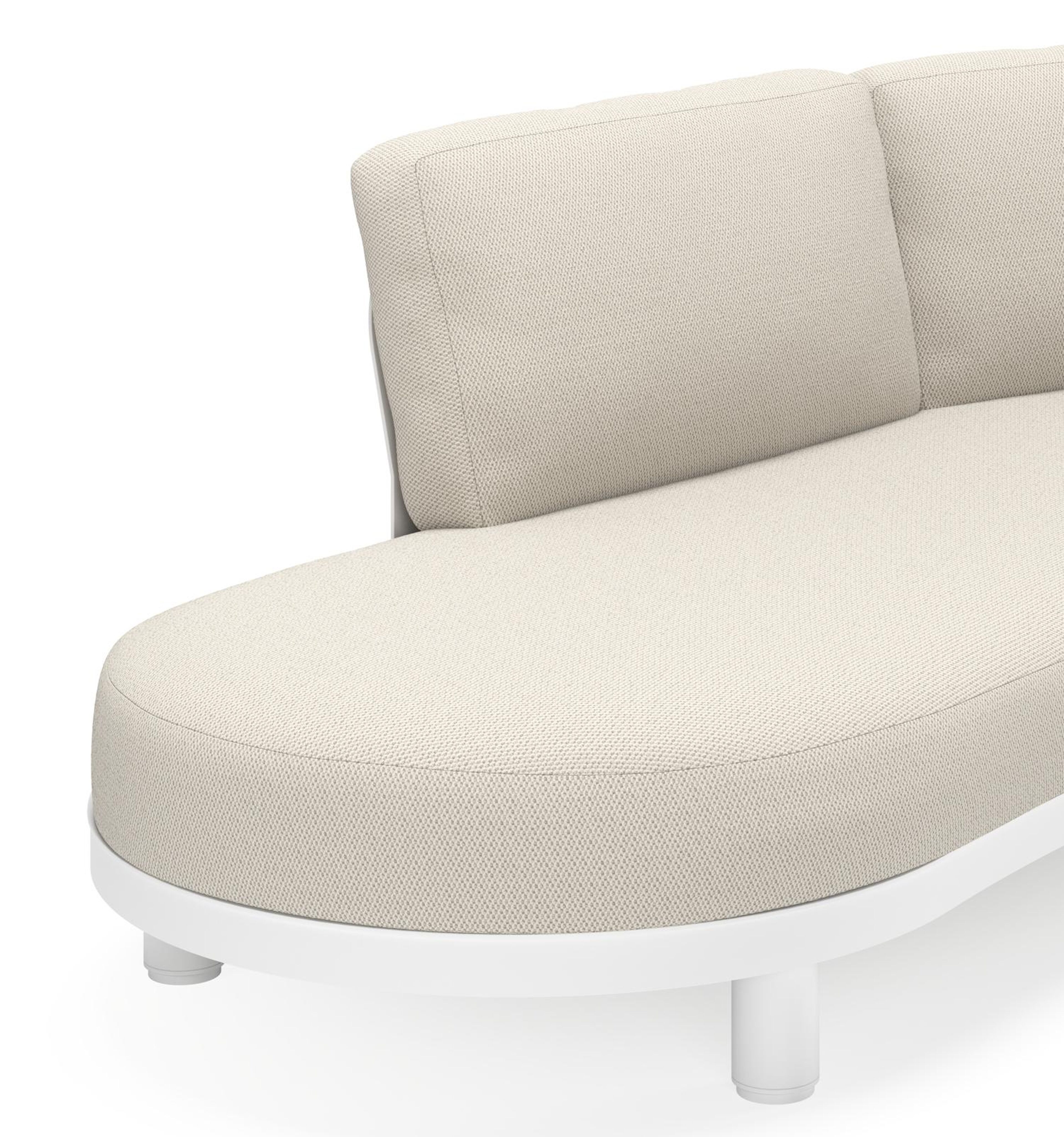 Donato loungehoek in wit aluminium met chartres grey all weather sunbrella® luxe kussens