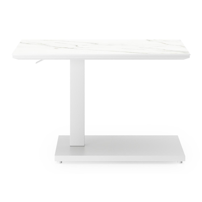 Cirello Pop up bijzettafel in wit aluminium en wit volkeramiek - L 70 x B 50 x H 44/66 cm