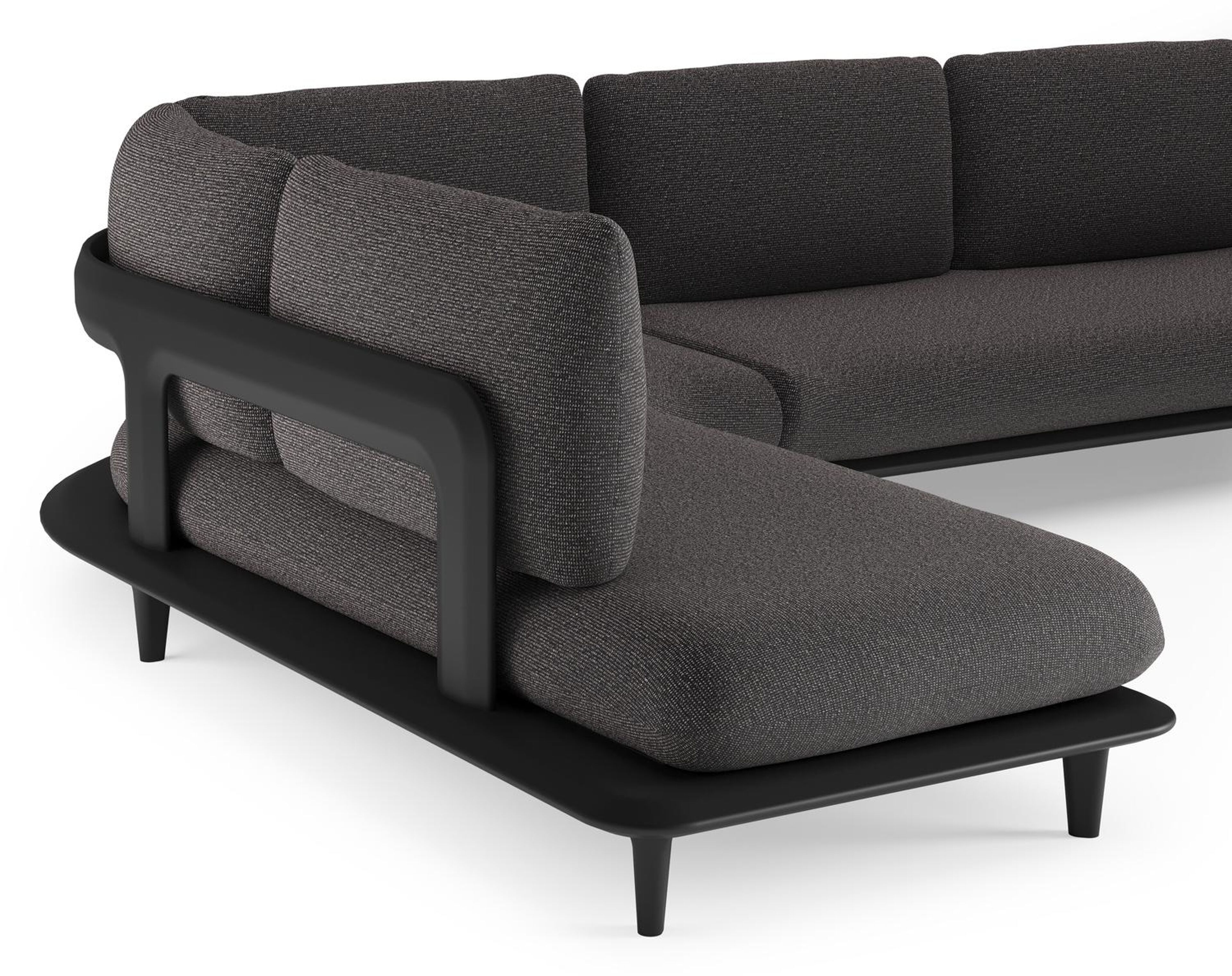 Bomero loungehoek in zwart aluminium met firenze tunder all weather solica kussen