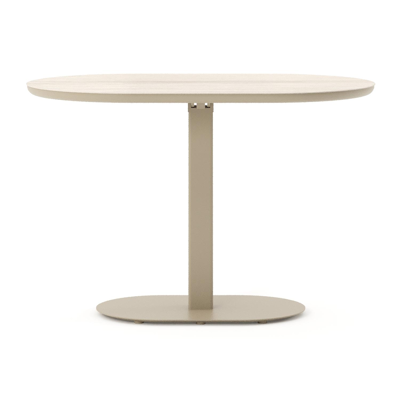 Teramo tuintafel bombo in beige aluminium en volkeramiek Travertino Bianco - L 110 x B 70 x H 73.7 cm