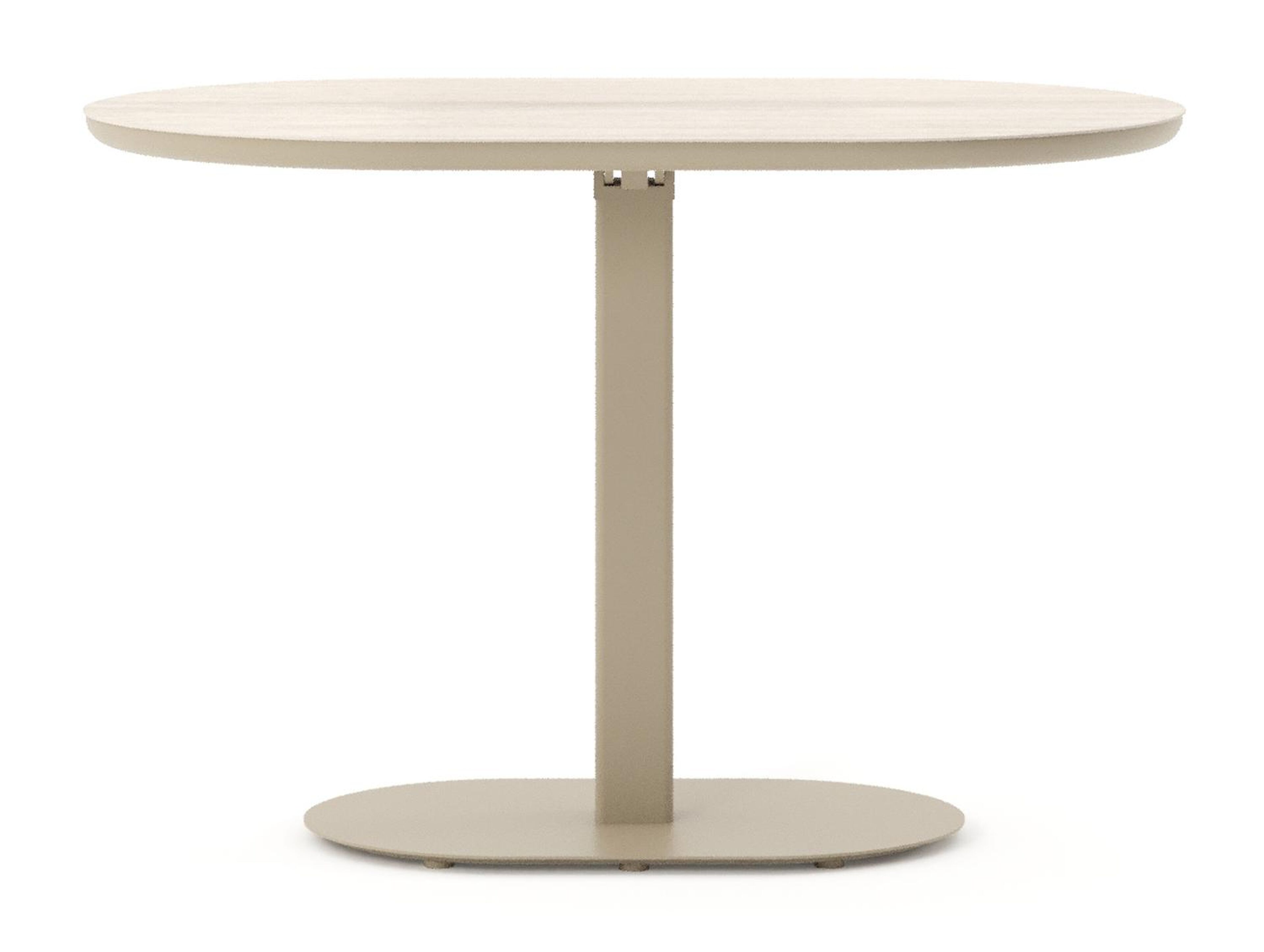 Table de jardin Teramo inclinable bombo en aluminium beige et céramique pleine Travertino Bianco - Lg. 110 x Lrg. 70 x Haut. 73.7 cm