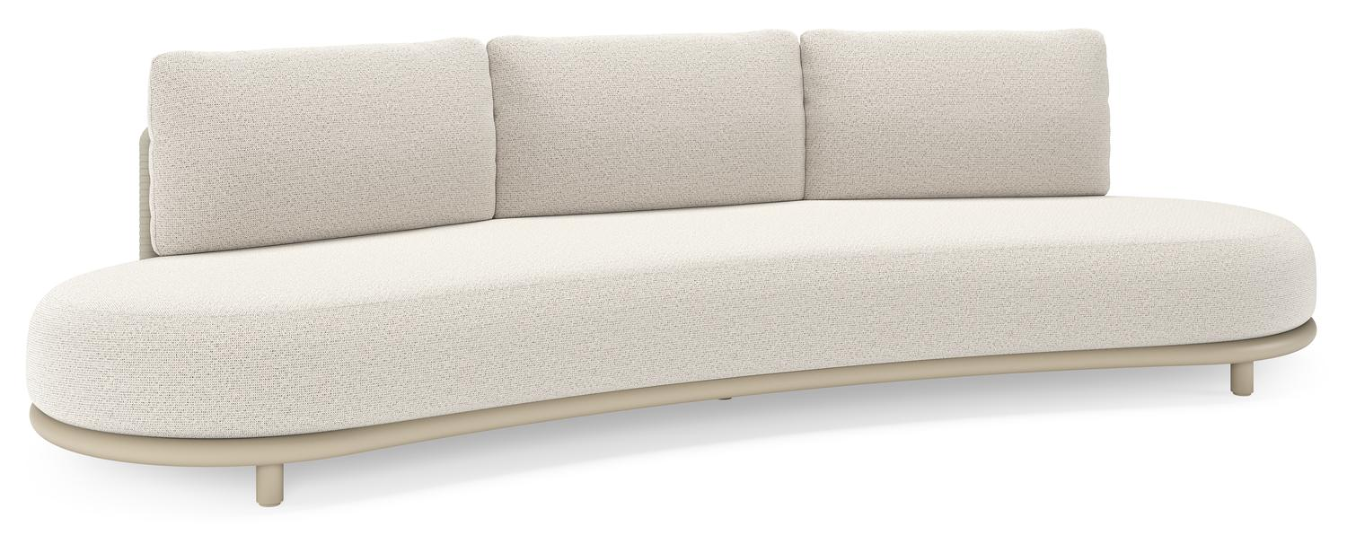 CanapÃ© de jardin Lomano en aluminium beige et corde luxe plate tissÃ©e verticalement beige et coussins en all weather solica Firenze Natural