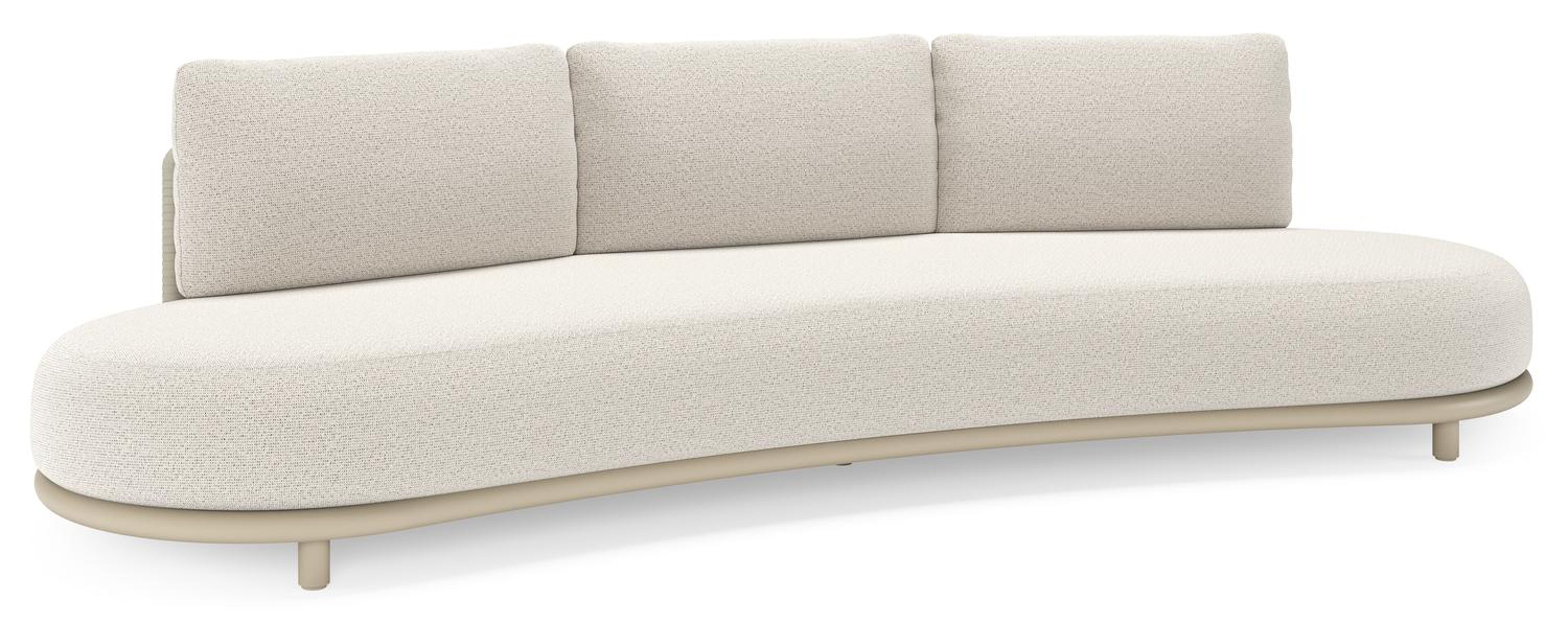 Lomano loungebank in beige aluminium en beige verticaal geweven luxe vlakke rope met Firenze Natural all weather solica